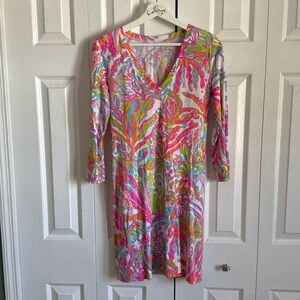 GUC Lilly Pulitzer Coral V Neck Pima Cotton Dress